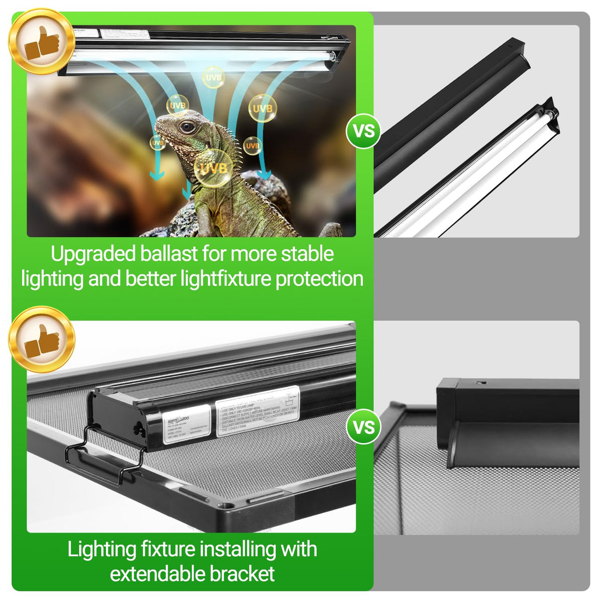UVB Reptile Light T5 HO Combo Kit with 10.0 UVB Tube Bulb 24W-22Inch X9446