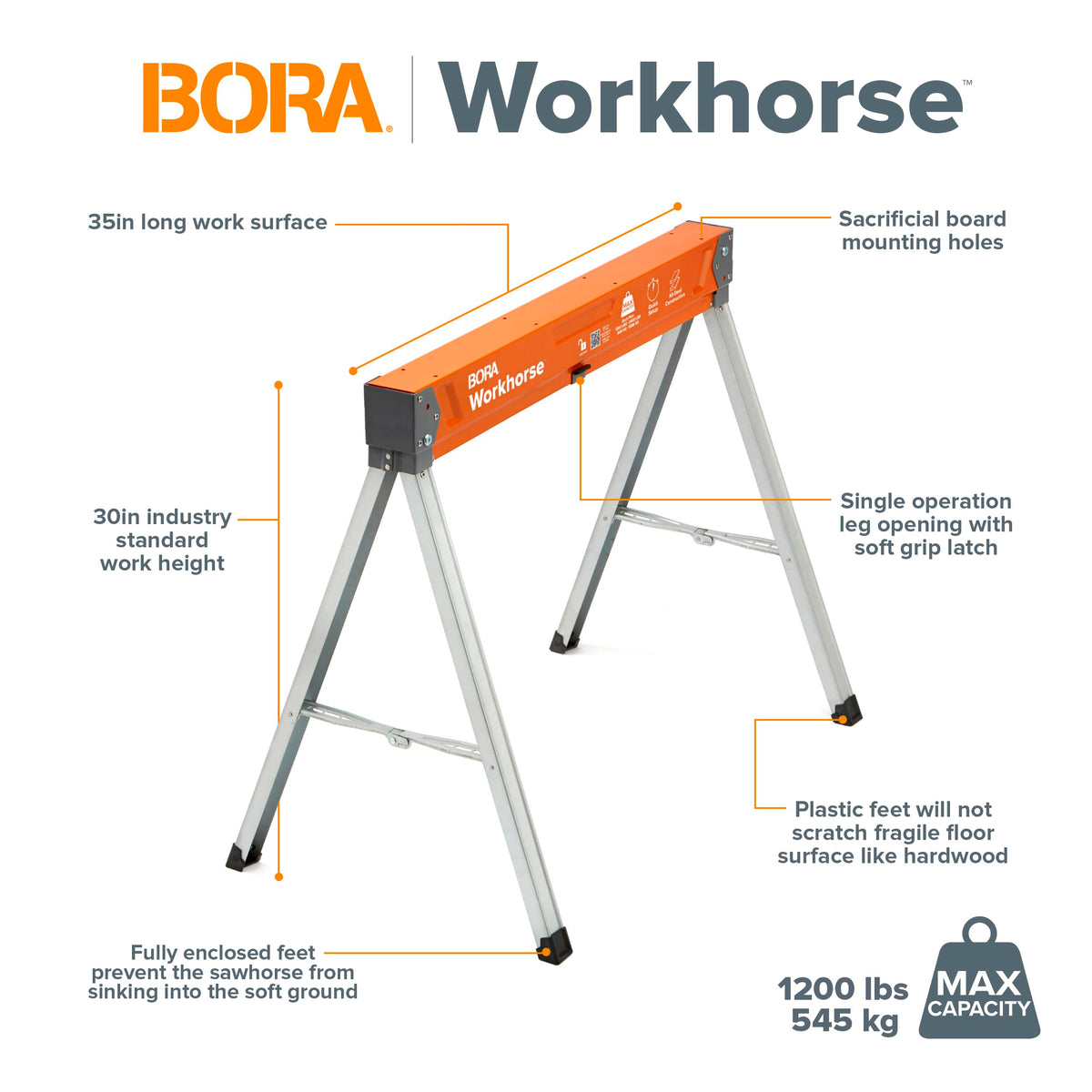 2 Pack Folding Heavy Duty Metal Sawhorse G45983