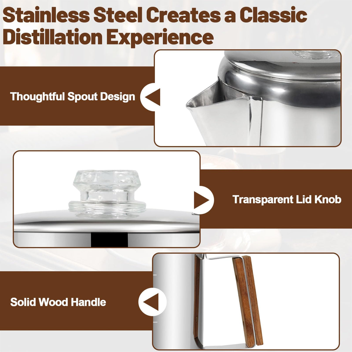 12 Cup Stainless Steel Stovetop Percolator Coffee Pot 2200ml E992