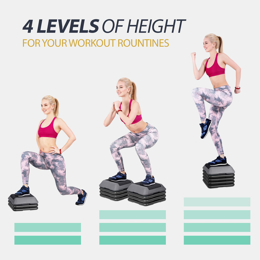 Adjustable Aerobic Step Platform with 4 Risers E956055