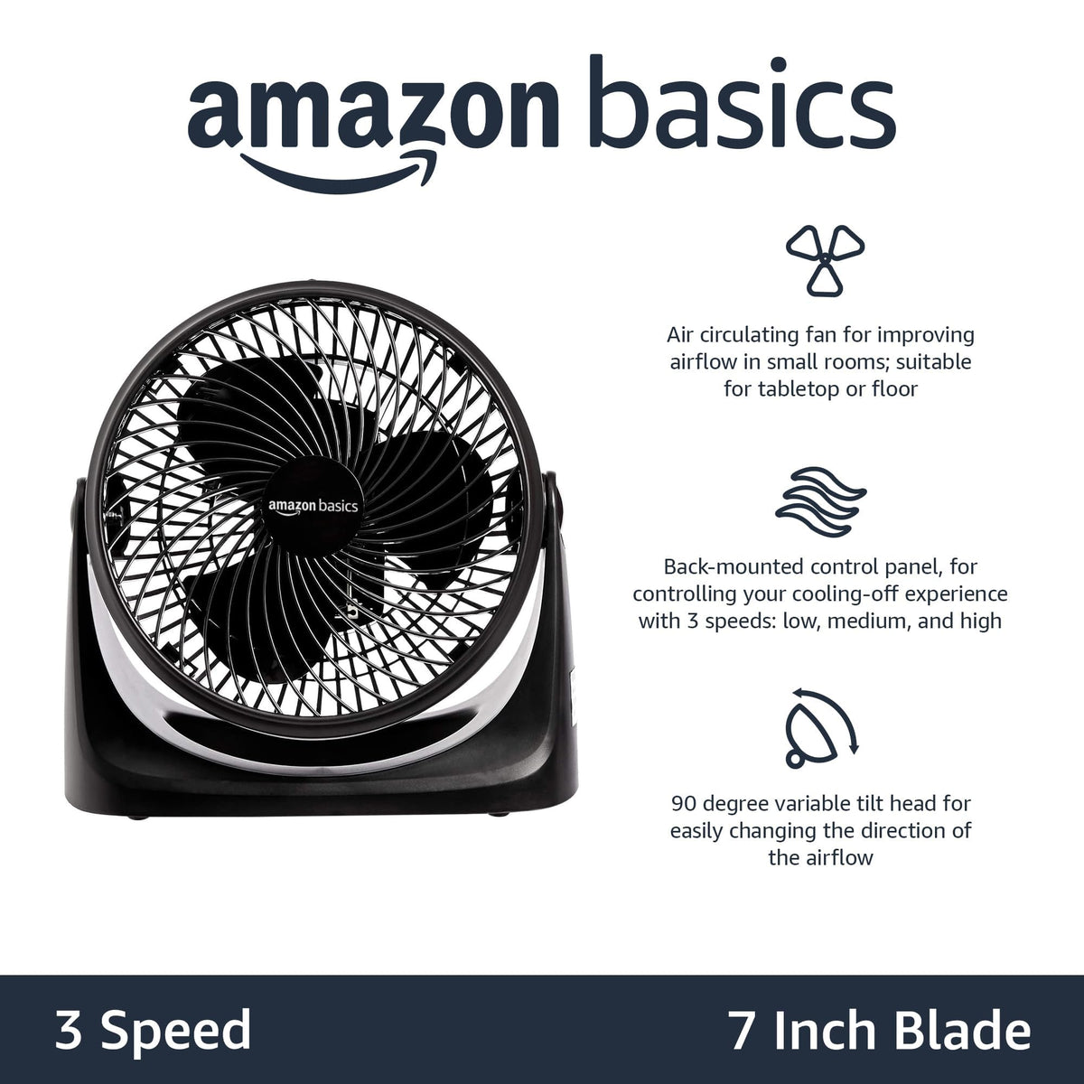 Black 3 Speed Air Circulator Desk Fan G6712