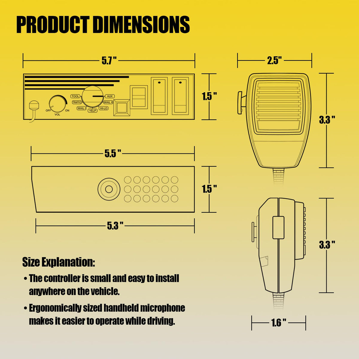 200W 12V 9 Tone Emergency Siren System A983
