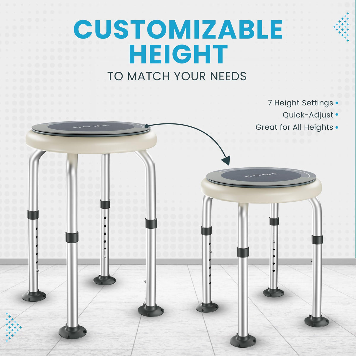Adjustable Swivel Shower Stool with Non-Slip Feet M15110