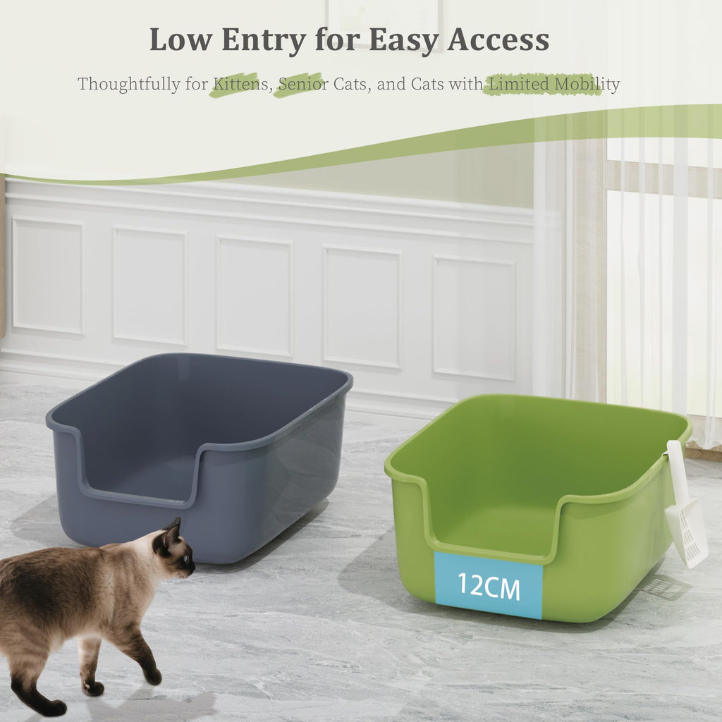 Large High Sided Cat Litter Box with Scoop 2 Pack X9417
