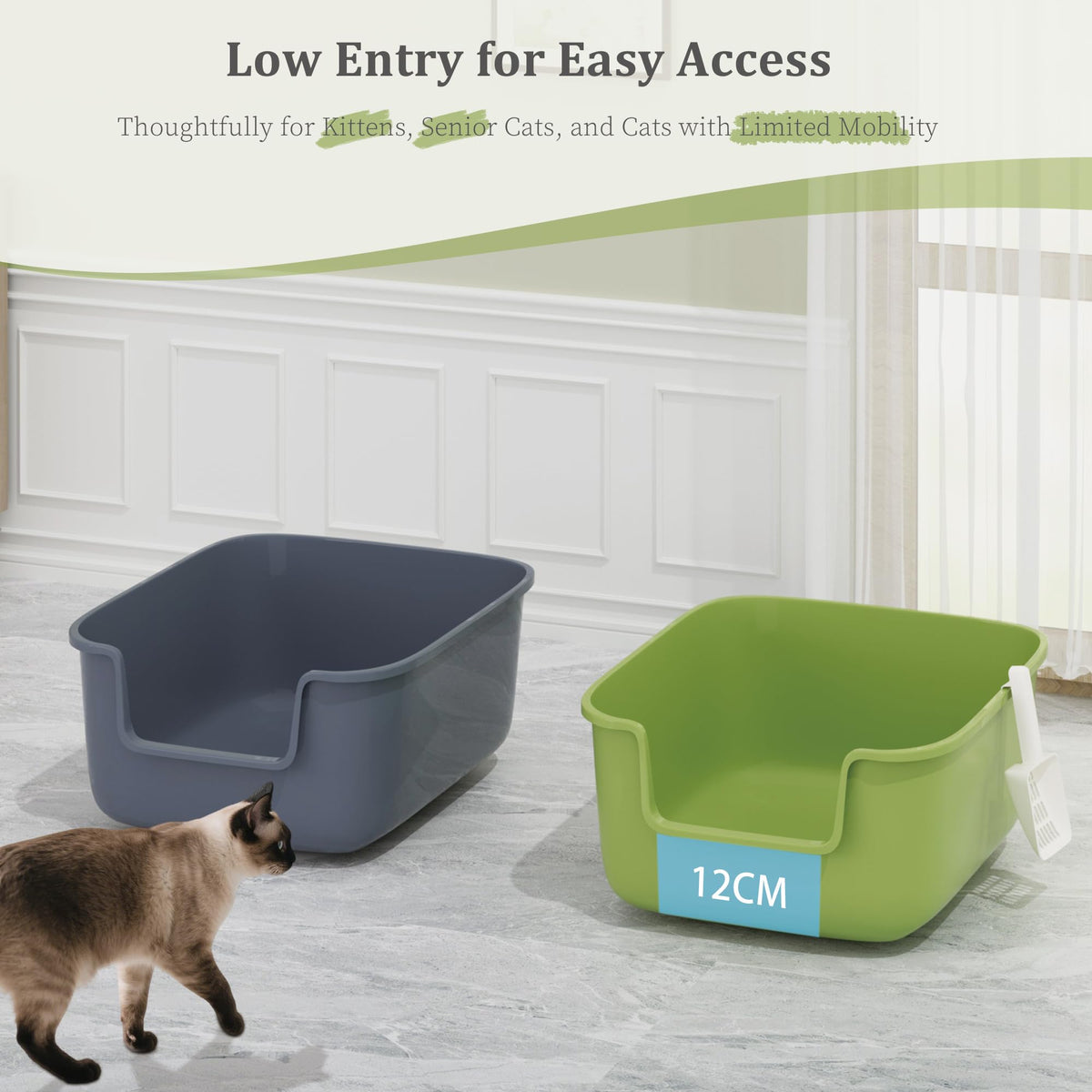 Large High Sided Cat Litter Box with Scoop 2 Pack X9417