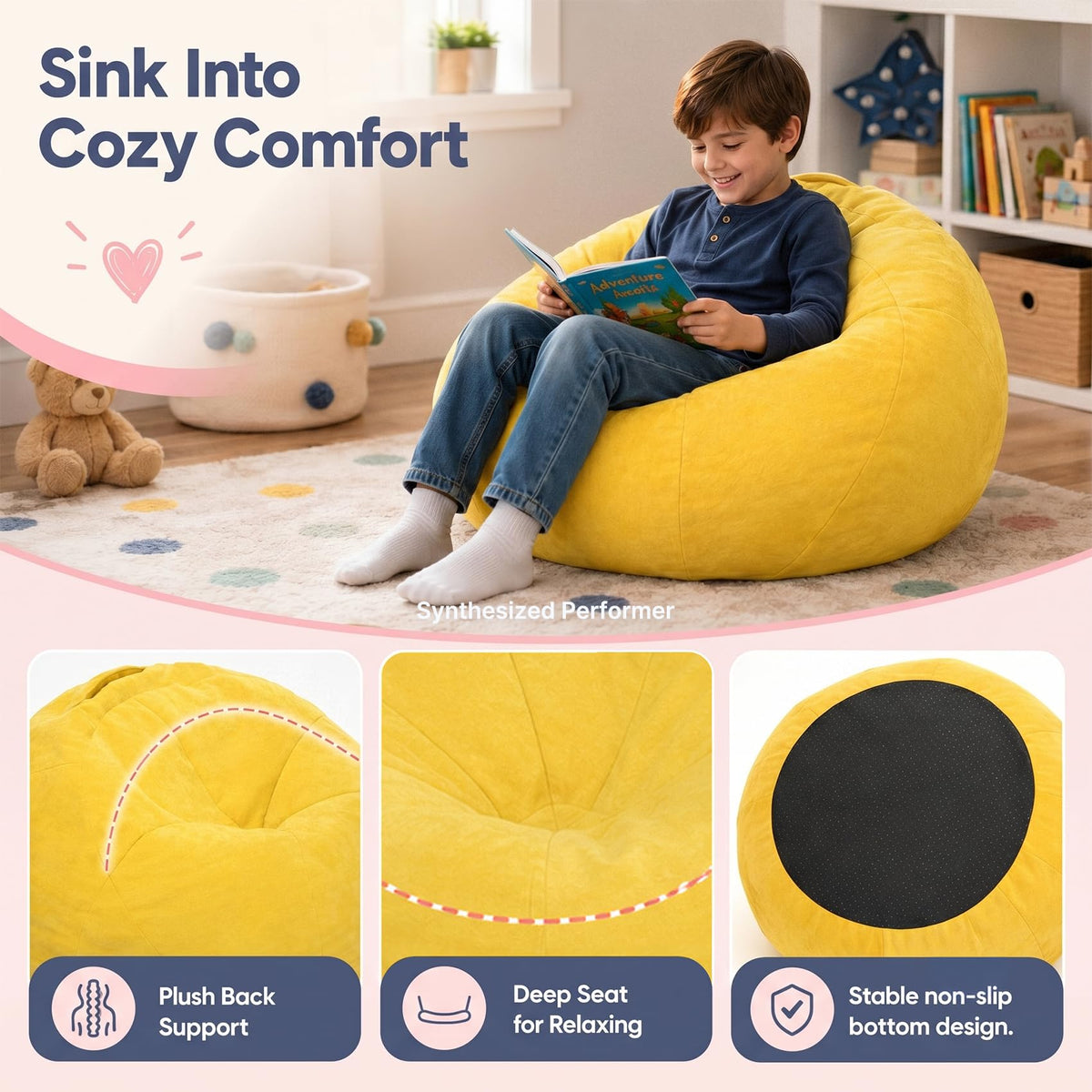 Small Yellow Bean Bag Chair I241