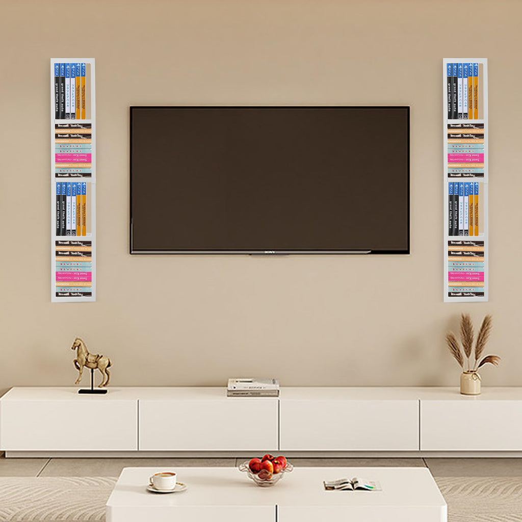 2 Pcs 34Inch White Wall Mount CD DVD Storage Shelf X505
