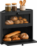 Double Layer Bamboo Bread Box with Wavy Windows C279407