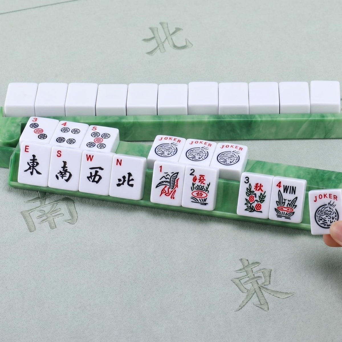 4 Pcs 18.7 Inch Acrylic Mahjong Tile Racks with Pushers S252