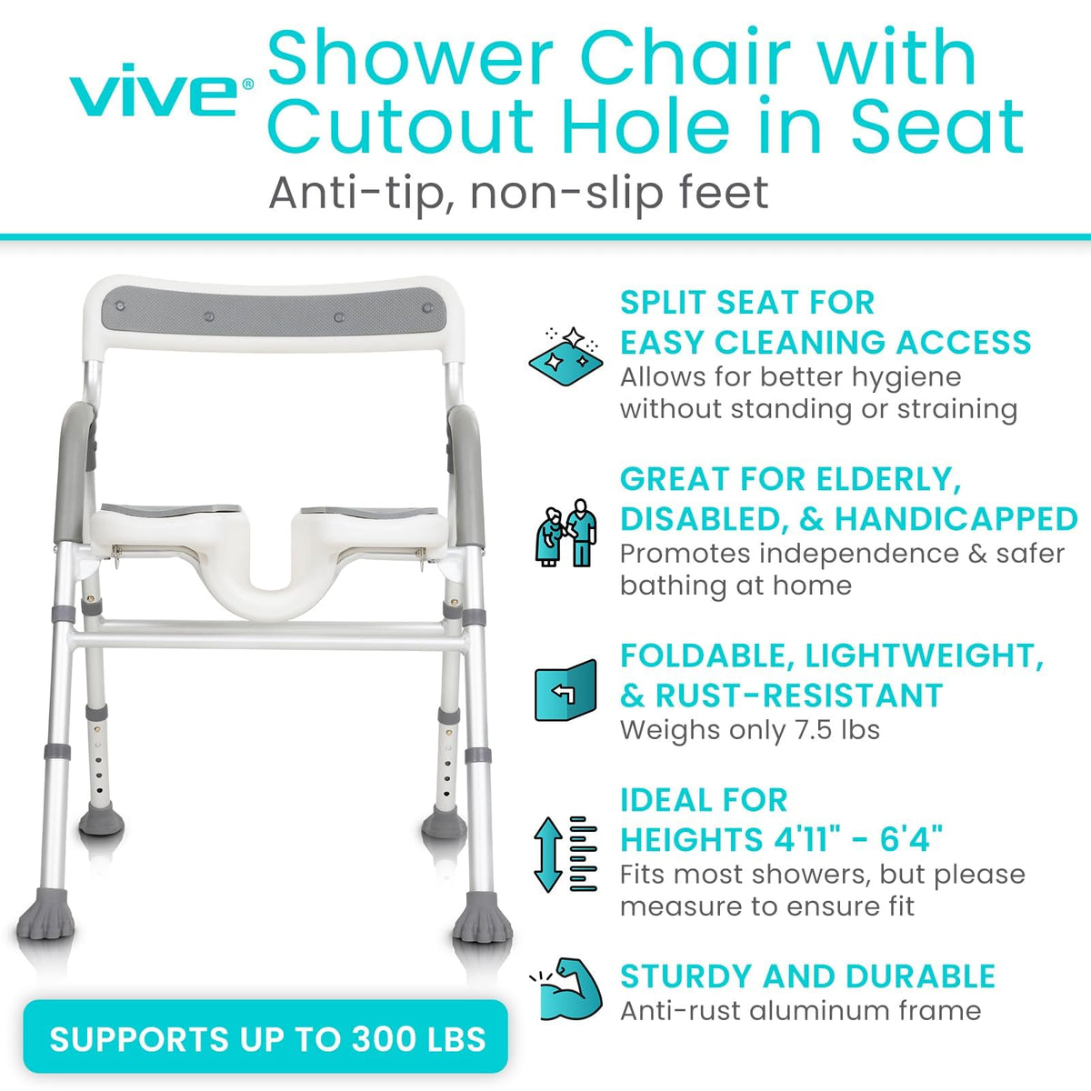 U-Shaped Shower Chair with Arms I930050