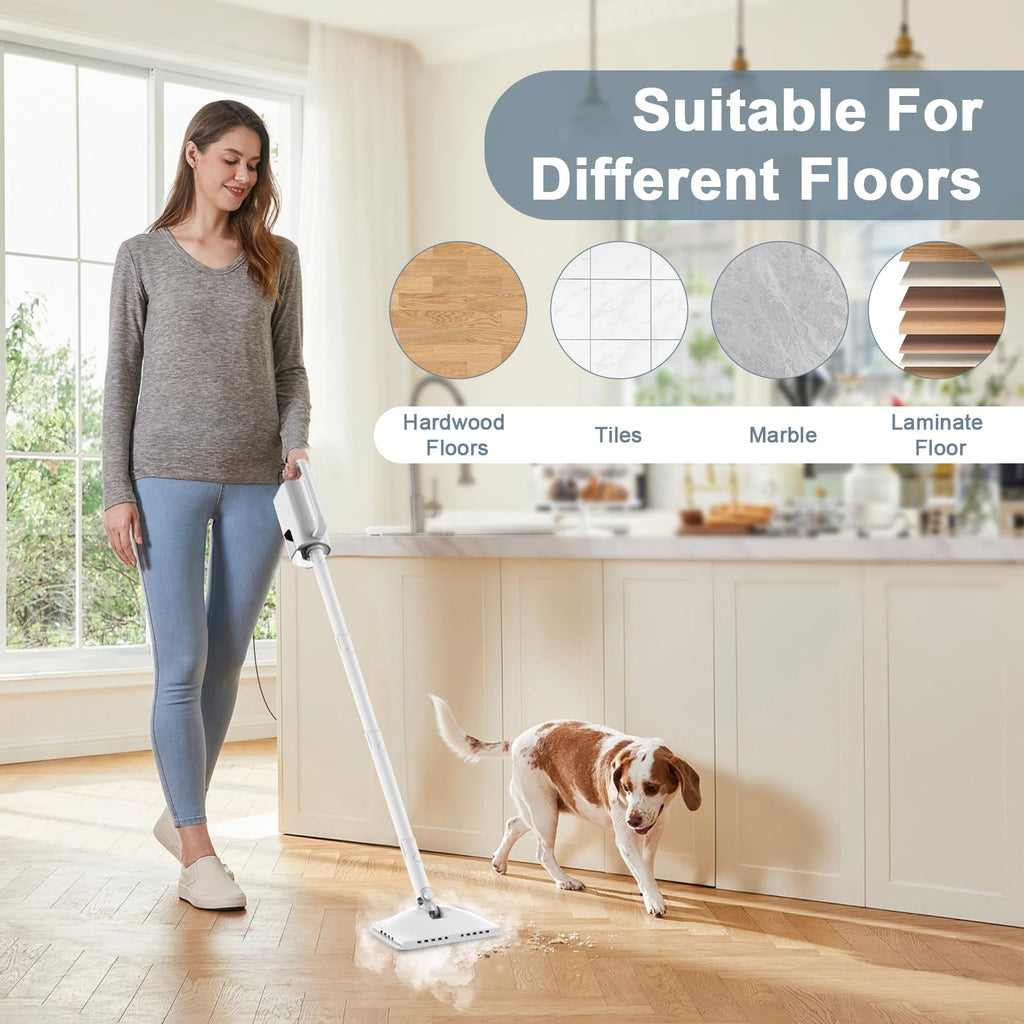 1200W Rotatable Steam Mop with 2 Modes, 400ML Tank, 23FT Cord J975889