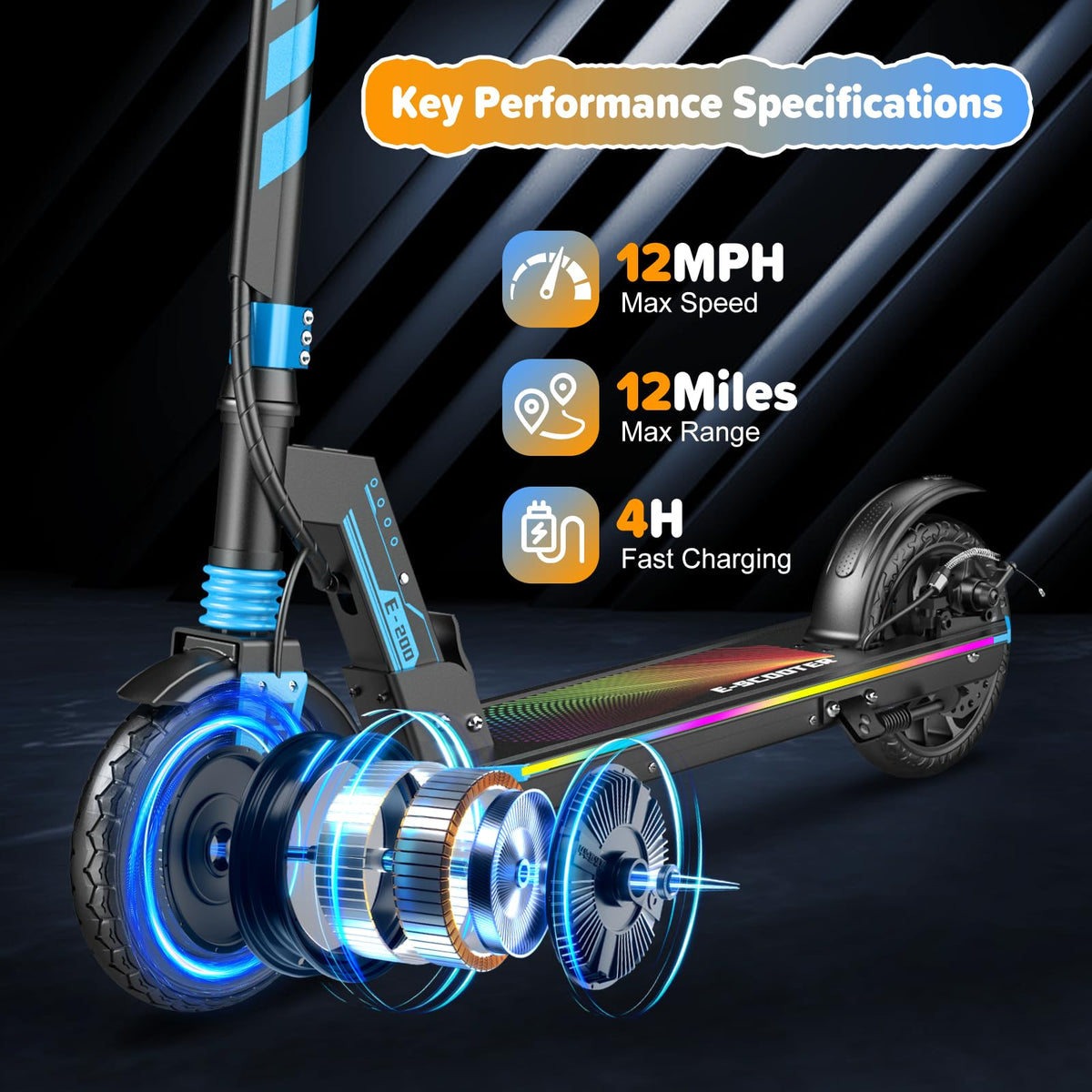 Electric Scooter Kids 8-16, 8-8.5" Solid Tires, 200-350W, UL2272 L389803