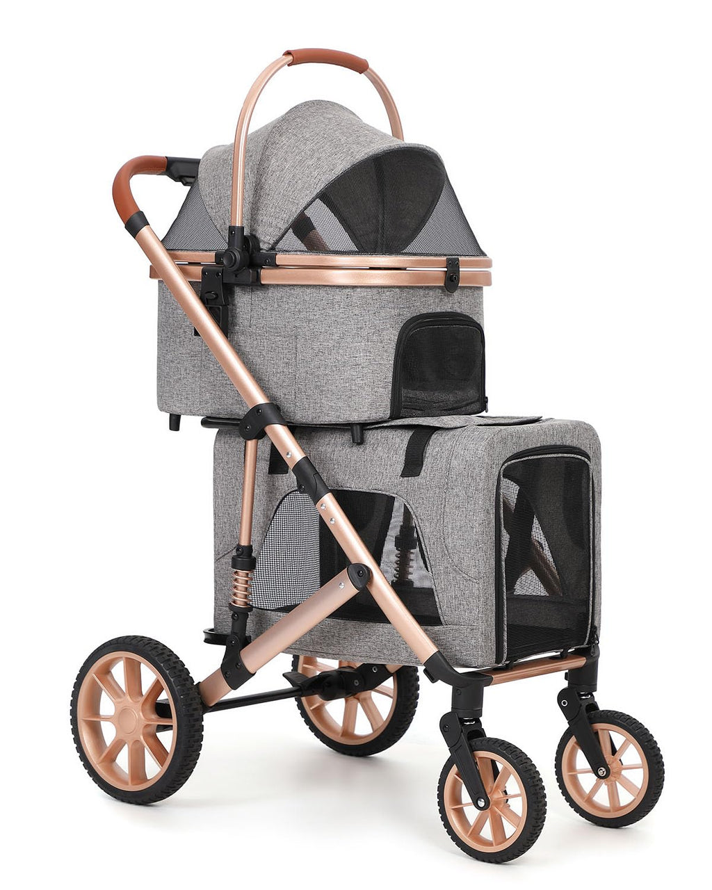 Double Pet Stroller with 2 Detachable Carriers I245997