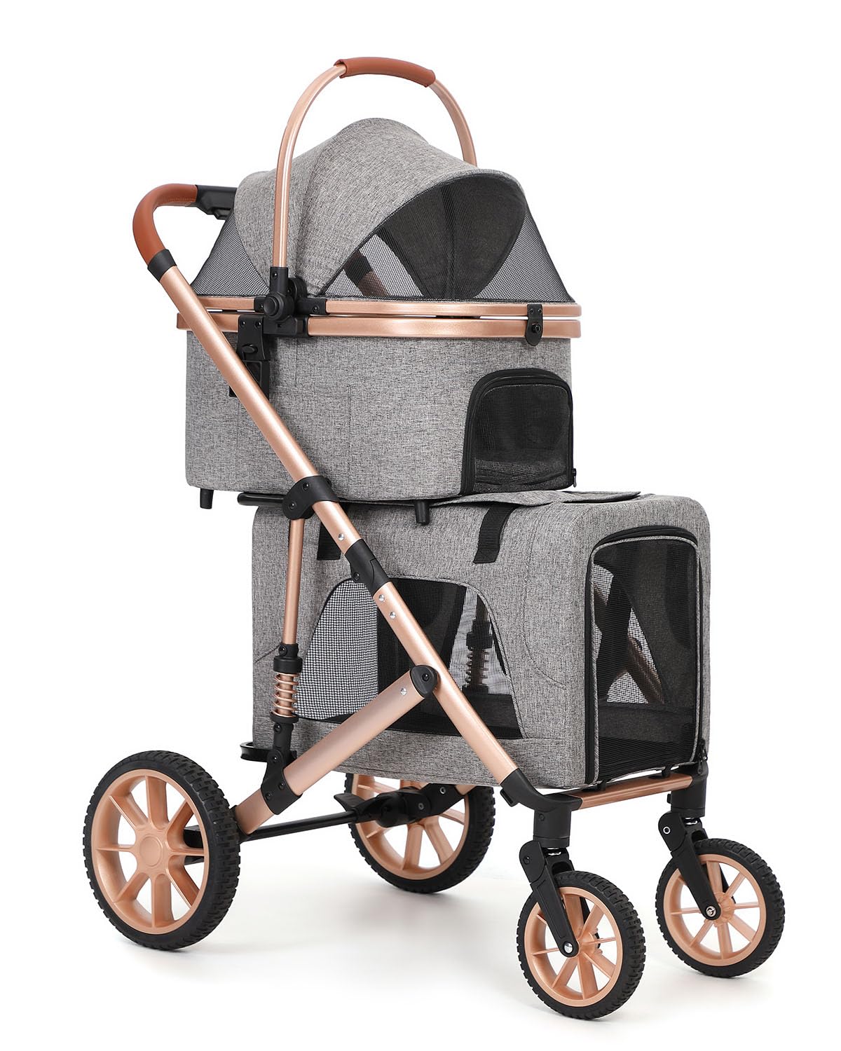 Double Pet Stroller with 2 Detachable Carriers I245997