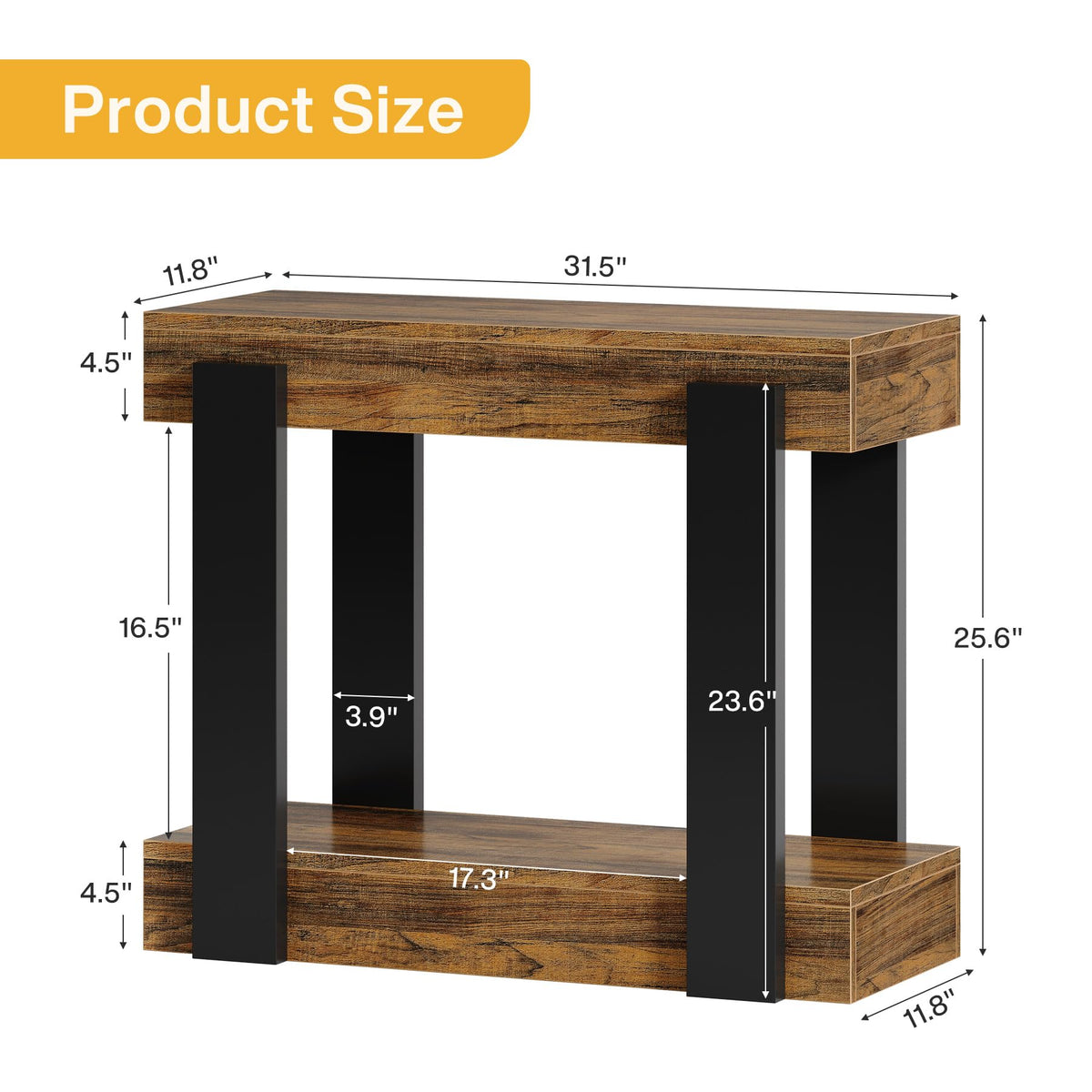 2-Tier Narrow End Table with Storage Shelf P4574