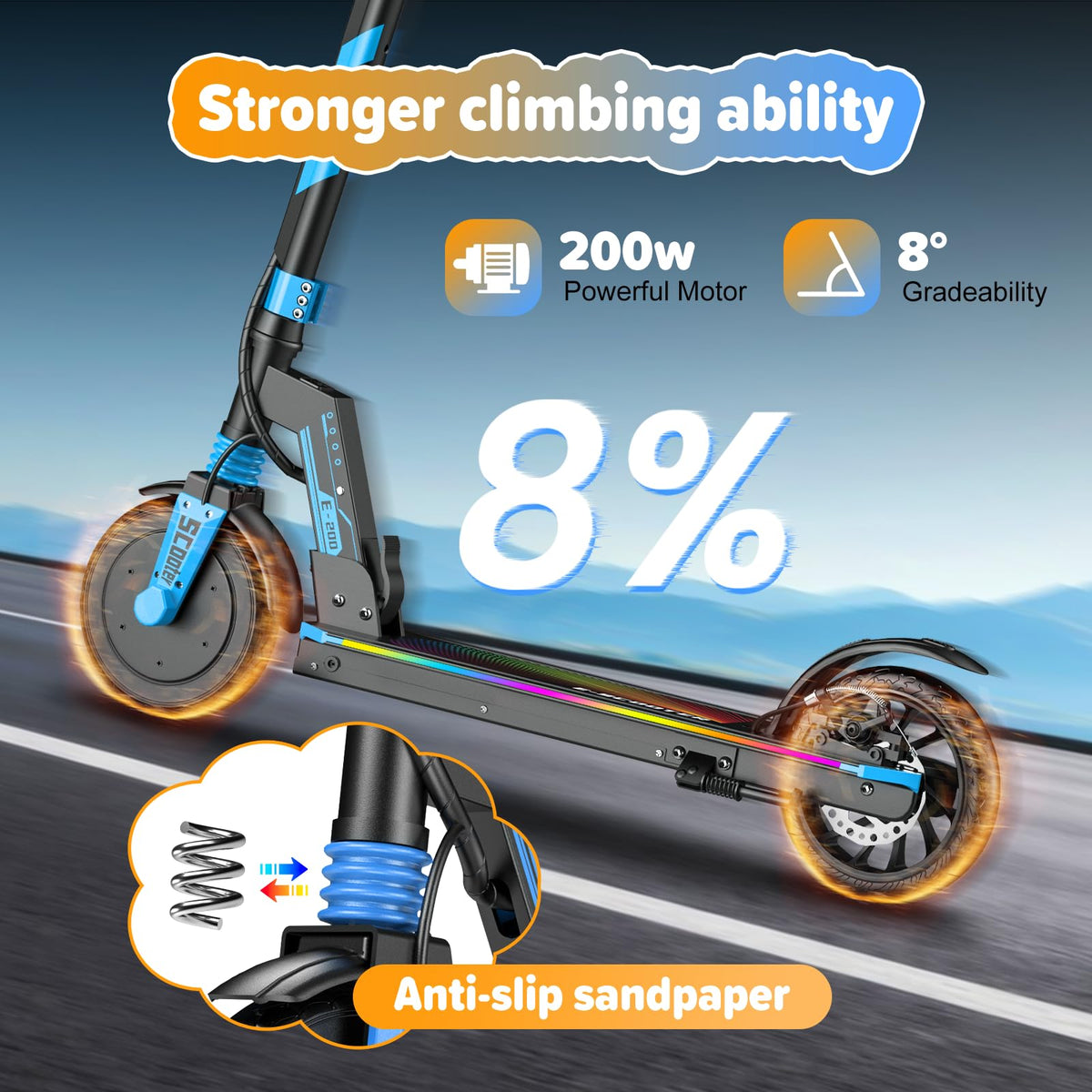 Electric Scooter Kids 8-16, 8-8.5" Solid Tires, 200-350W, UL2272 L389803