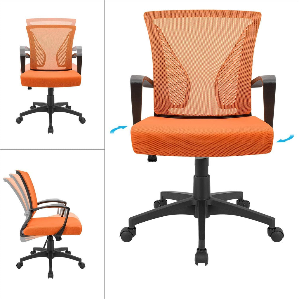 Orange Mesh Ergonomic Office Chair with Armrest O231