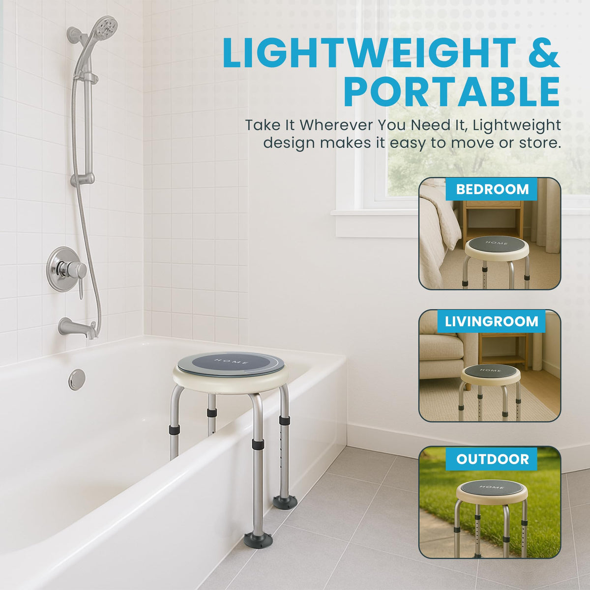 Adjustable Swivel Shower Stool with Non-Slip Feet M15110