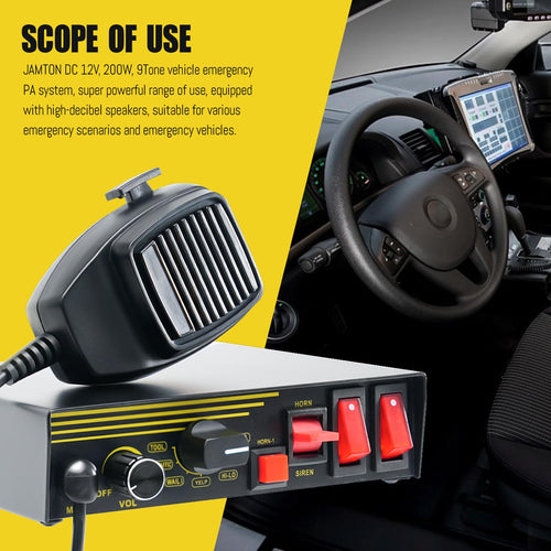 200W 12V 9 Tone Emergency Siren System A983