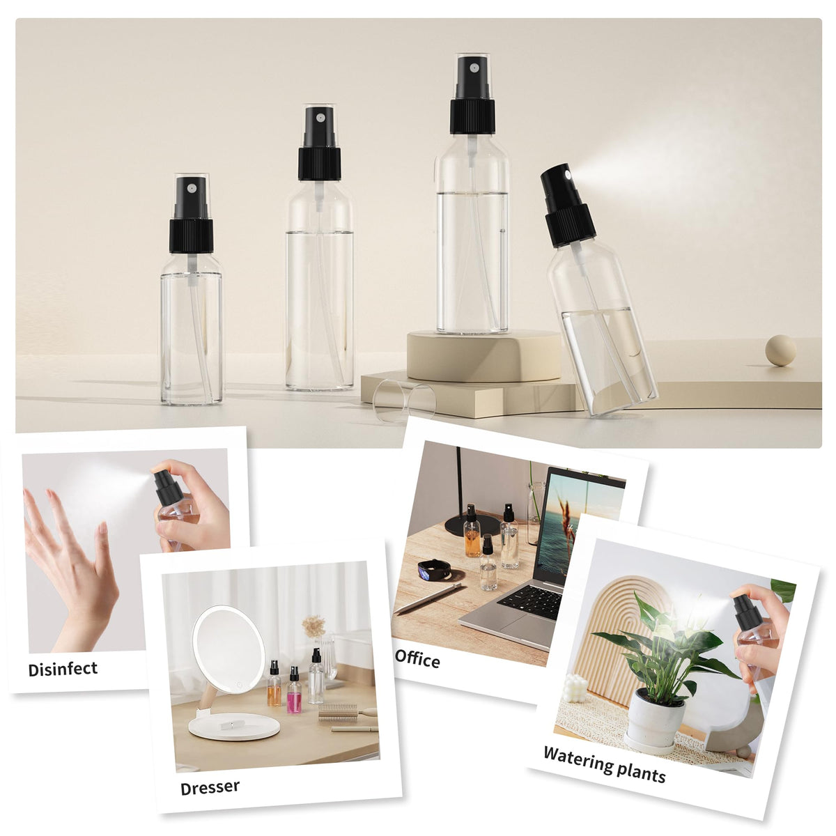 2.7oz/80ml 100PCS Plastic Spray Bottles N681497