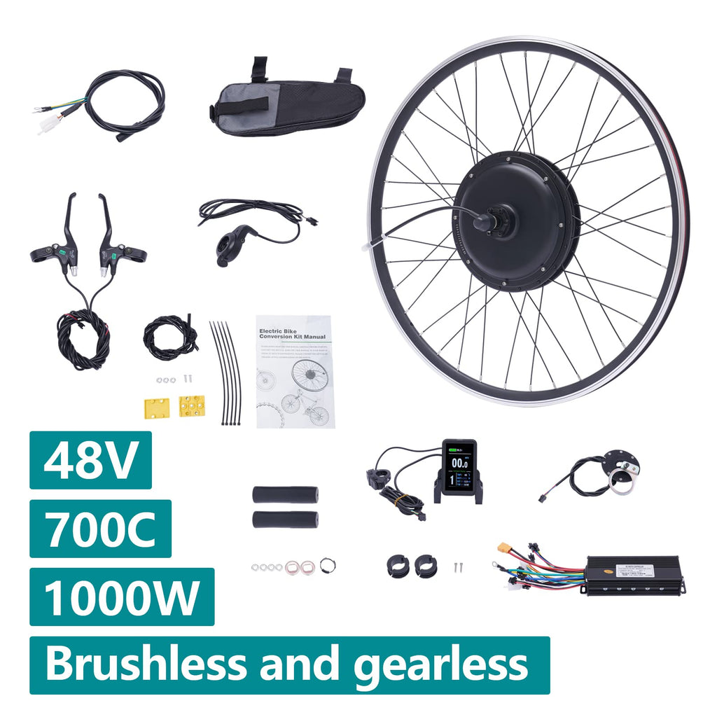 48V 1000W E-Bike Conversion Kit with Display Brushless Gearless Motor Q87006