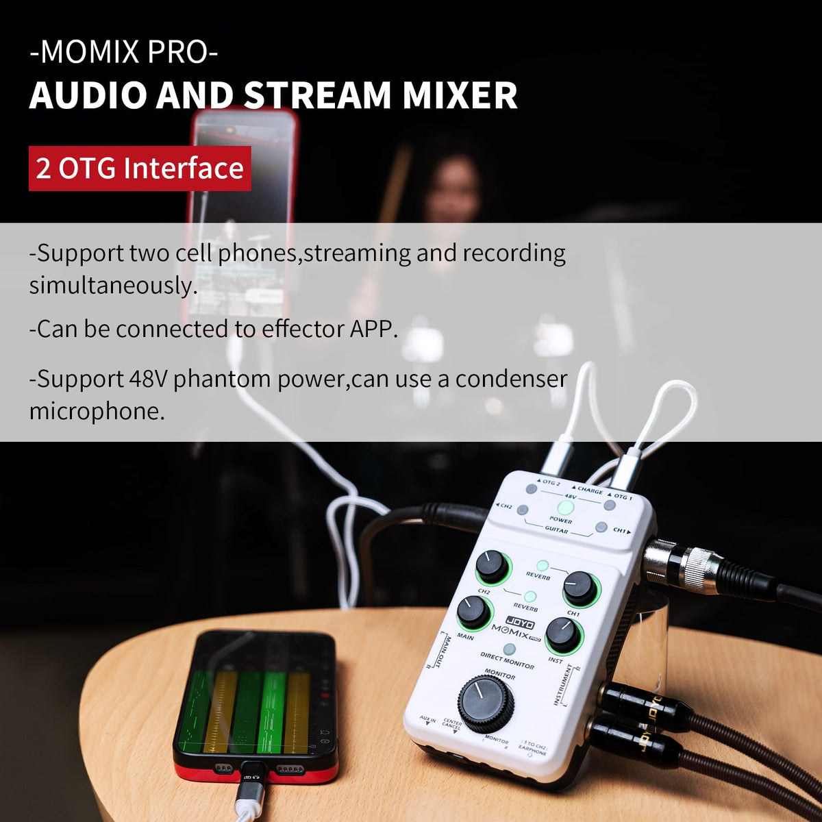 Portable Rechargeable USB Audio Interface with 48V Phantom Power U125697