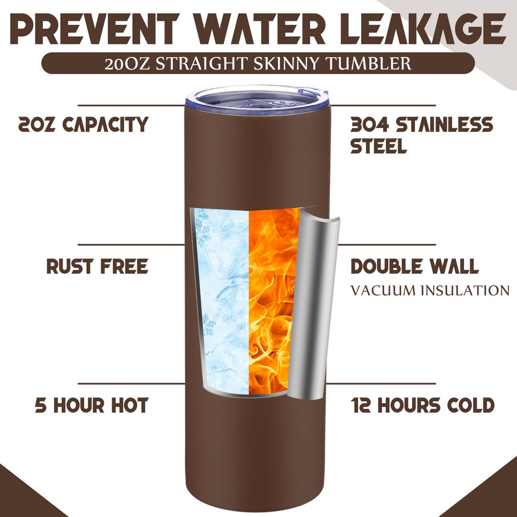 8 Pcs 20oz Insulated Stainless Steel Tumbler with Lid and Straw S509347