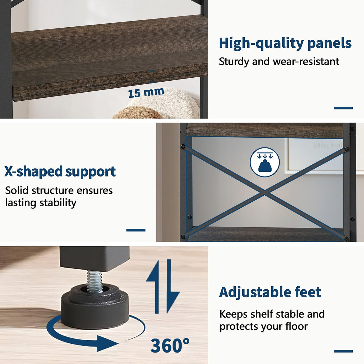 5-Tier Ladder Bookshelf with 2 Drawers Black F680195