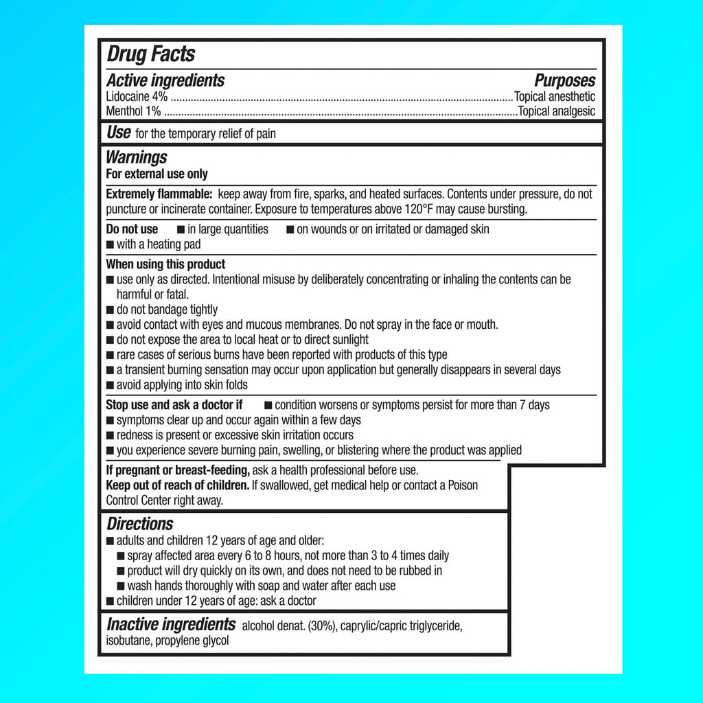 Lidocaine Pain Relief Dry Spray 4 oz F922369