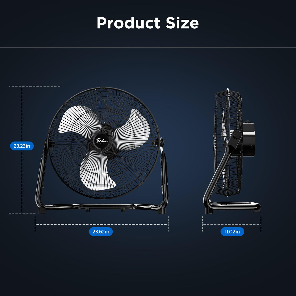 20 Inch 3-Speed Oscillating Metal Floor Fan K26311