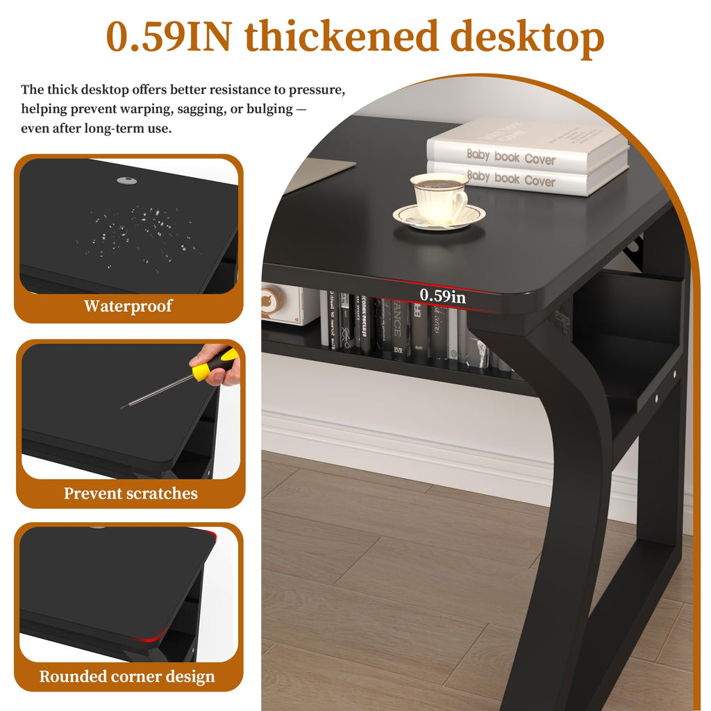 Black 55" Wood Computer Desk K754