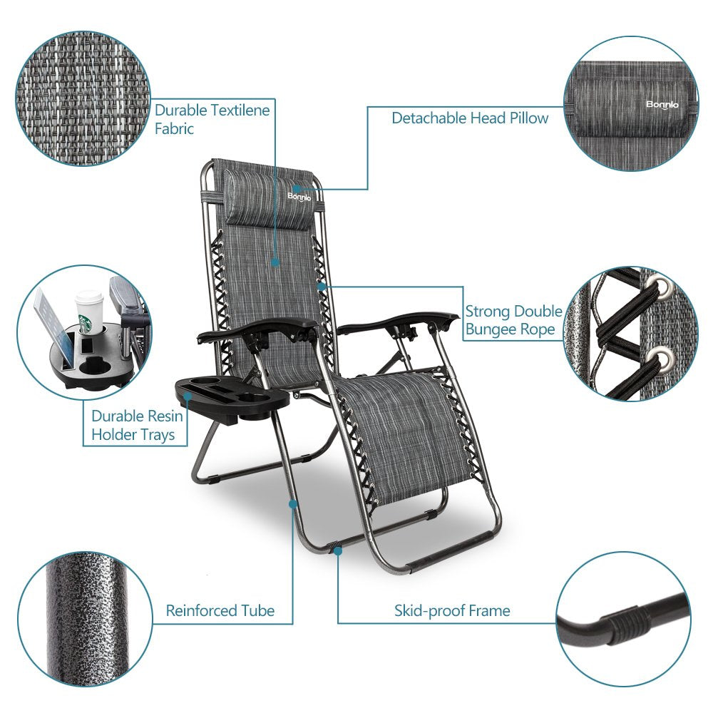 Zero Gravity Chair Set of 2 with Pillow and Cup Holder B32545