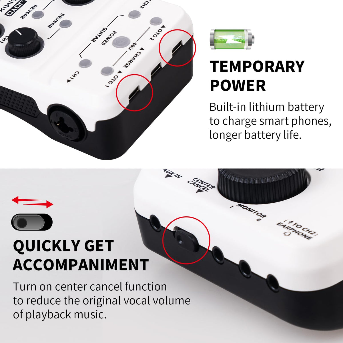 Portable Rechargeable USB Audio Interface with 48V Phantom Power U125697