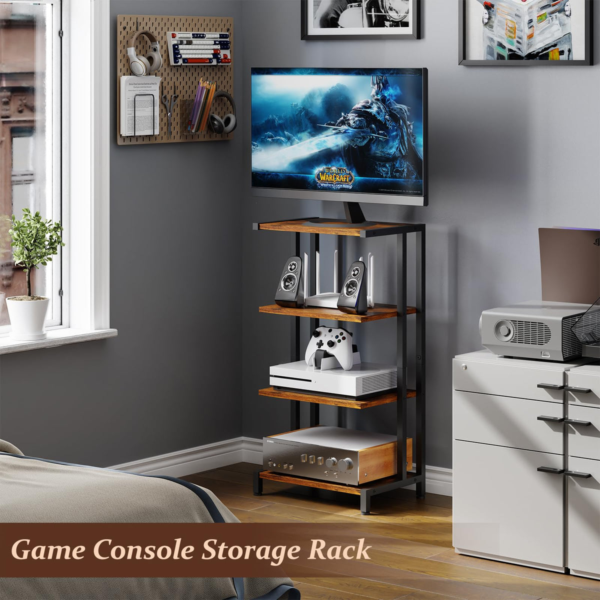 4-Tier Wooden AV Media Stand V1580