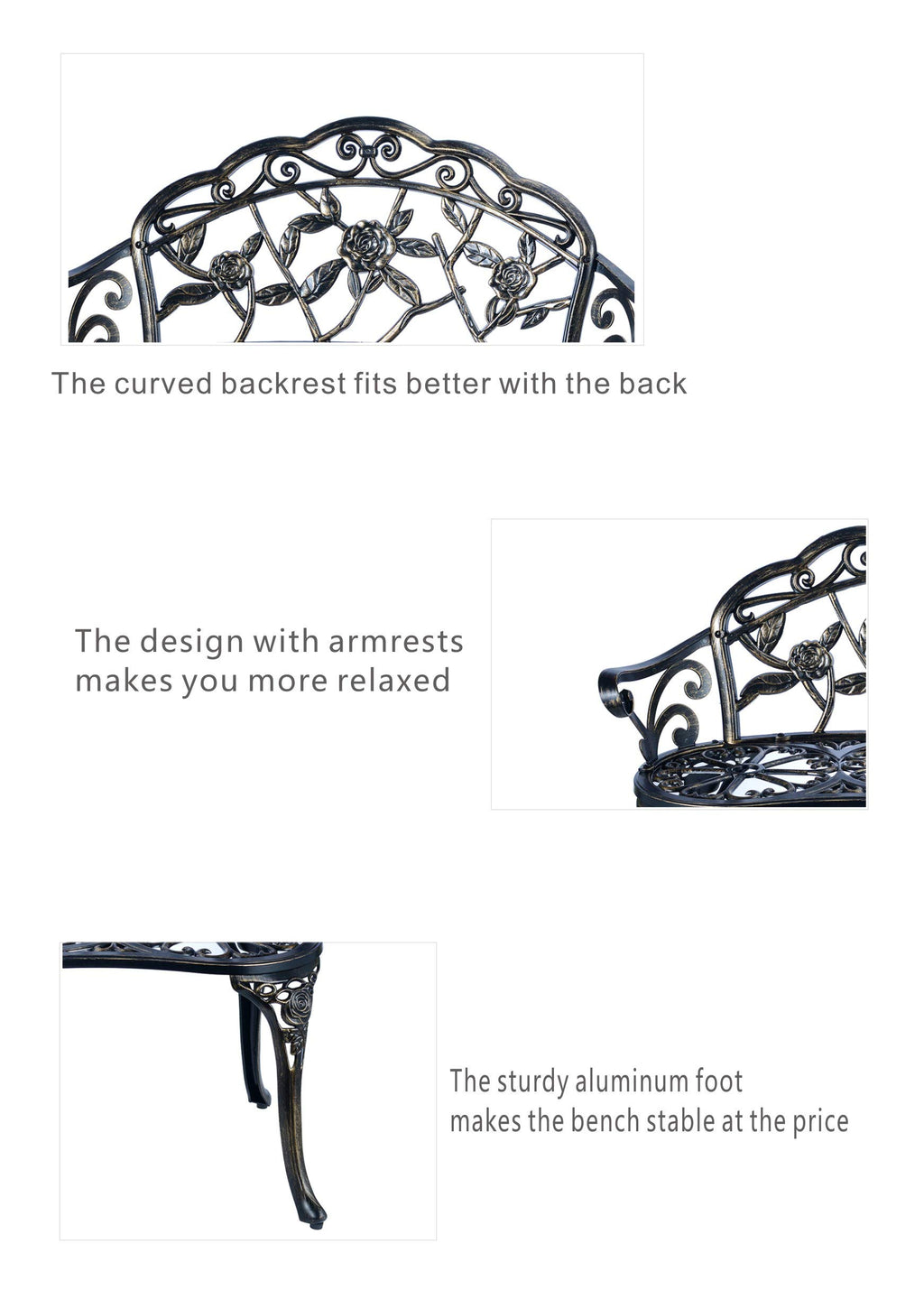 Cast Aluminum Patio Bench F755