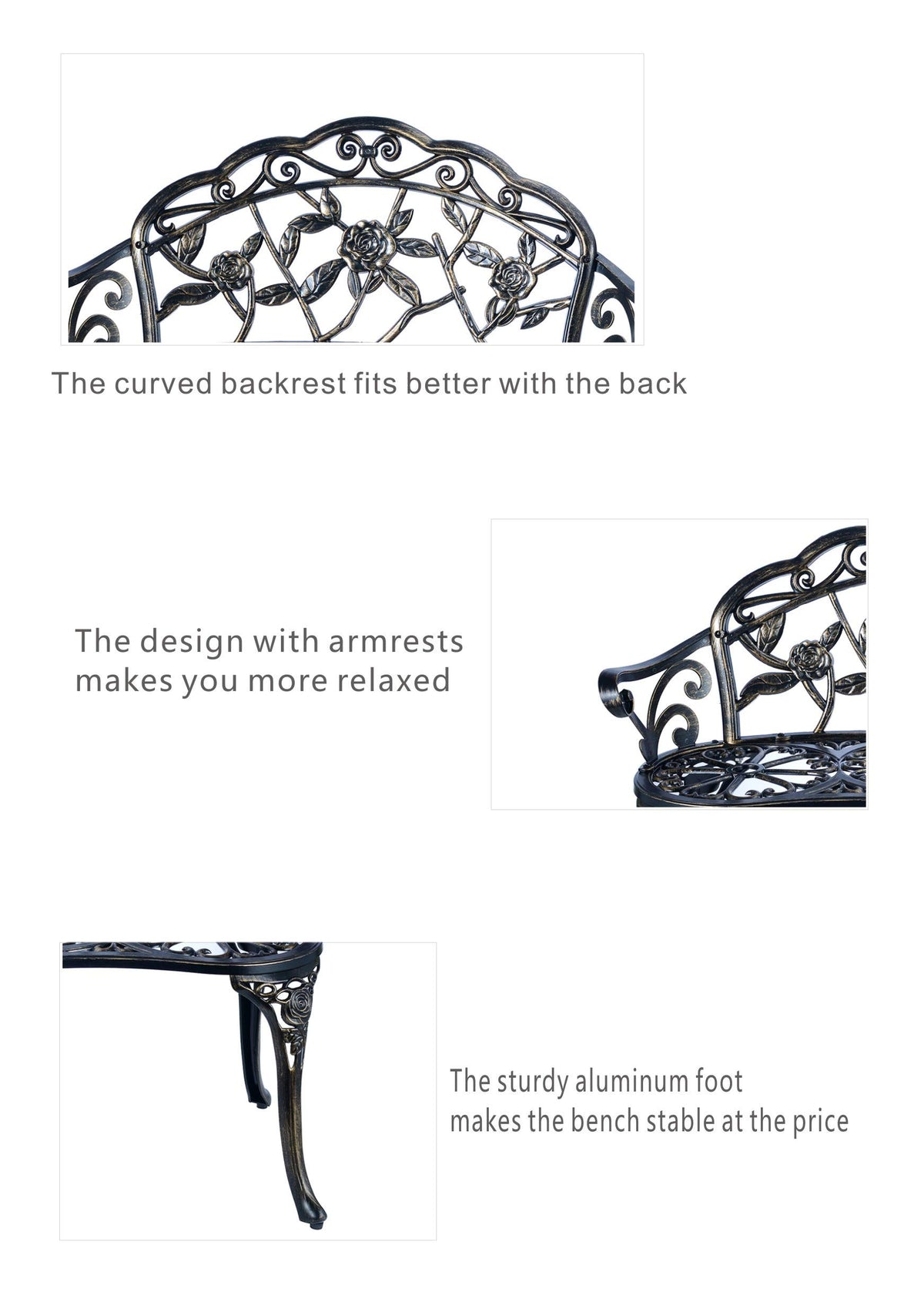 Cast Aluminum Patio Bench F755