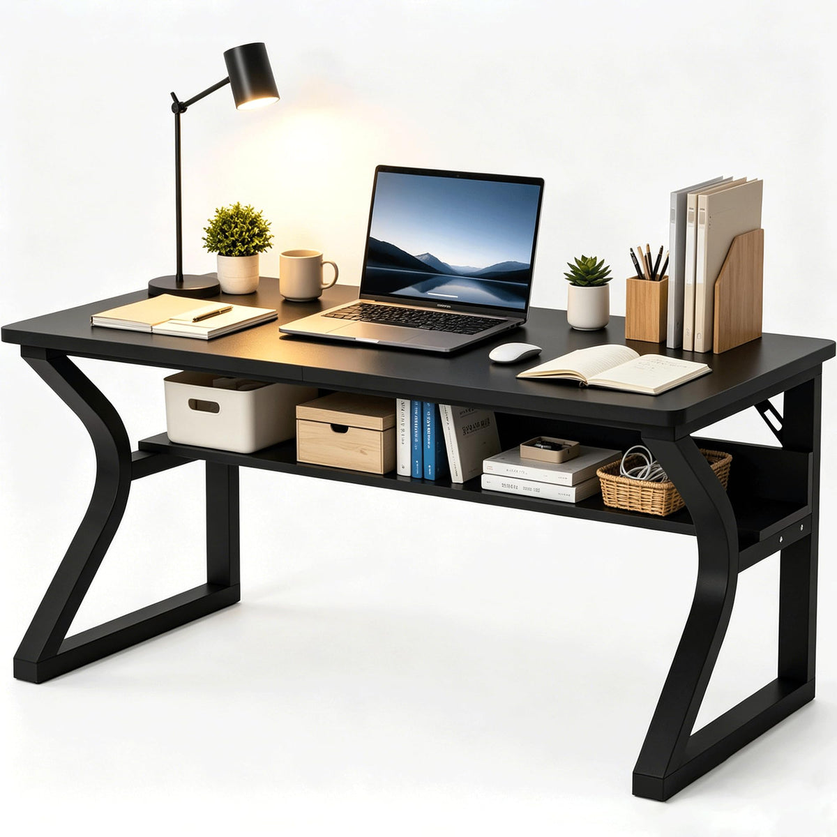 Black 55" Wood Computer Desk K754