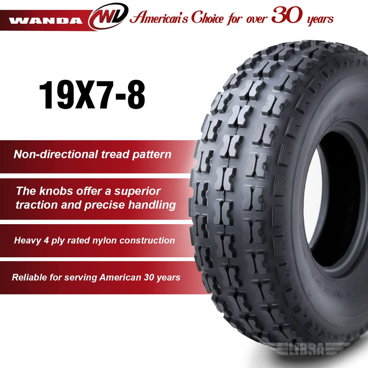 Set of 4 Sport ATV Tires 19x7-8 V322968