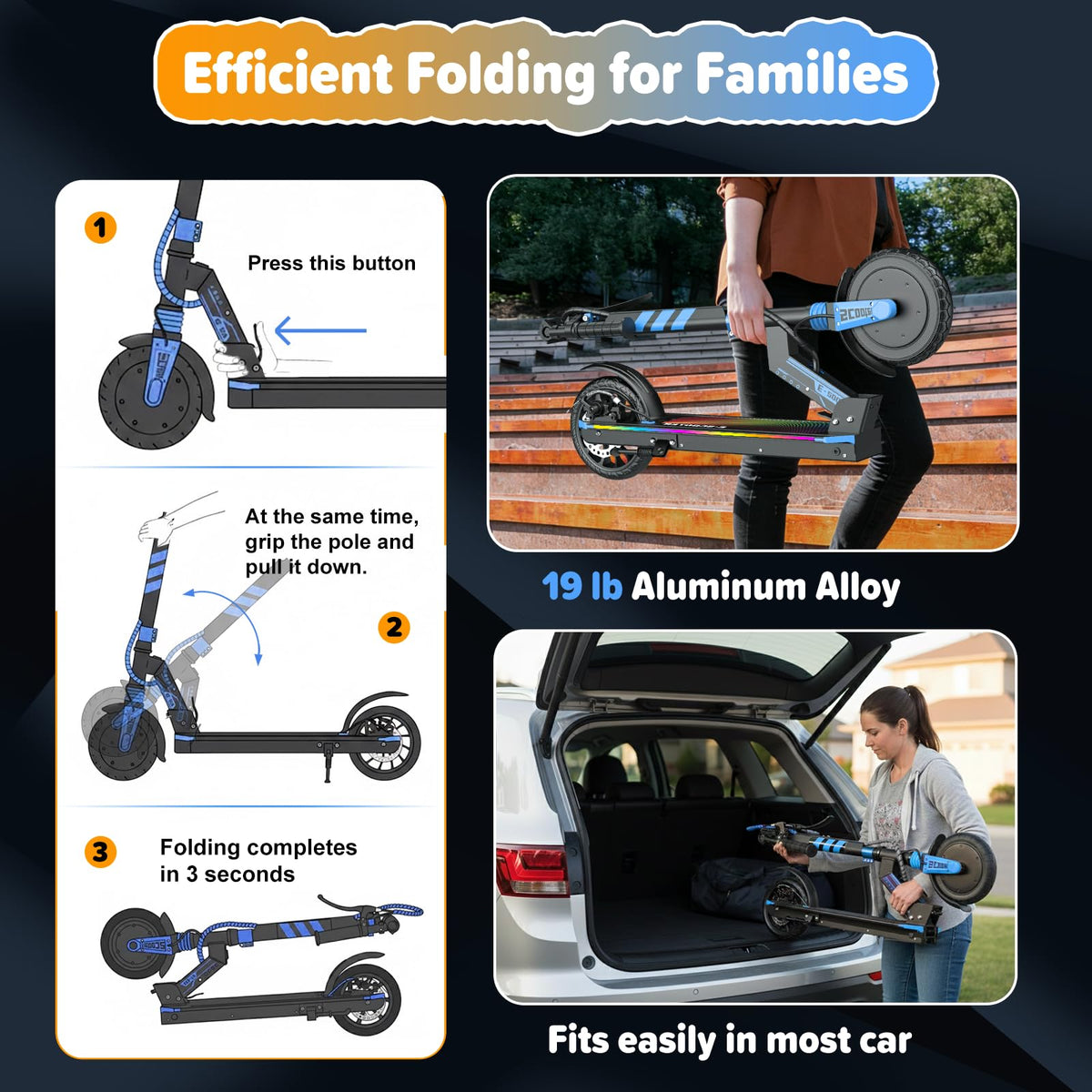 Electric Scooter Kids 8-16, 8-8.5" Solid Tires, 200-350W, UL2272 L389803