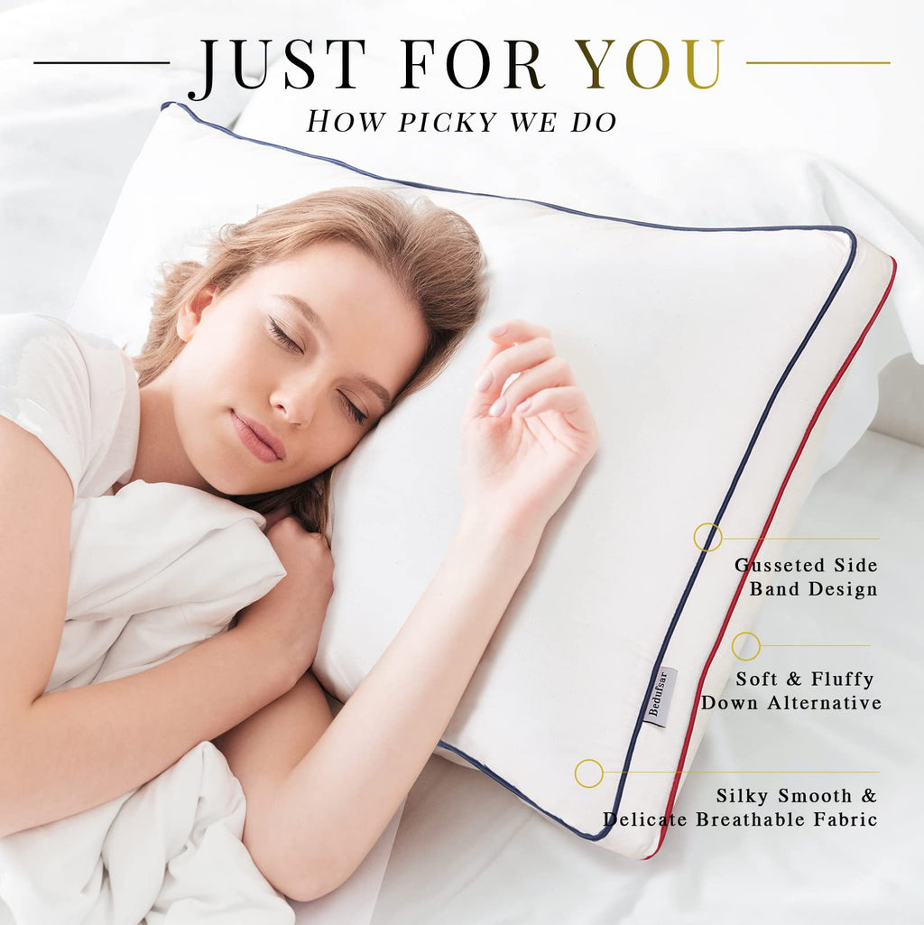 Queen Size Set of 2 Cooling Down Alternative Gusseted Pillows S671372