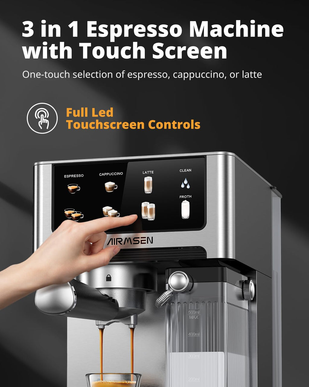 20 Bar Espresso Machine with Milk Frother, Stainless Steel, 60oz Water Tank K54497