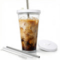 24 oz BPA-Free Double-Wall Insulated Plastic Tumbler with Lid and Straw M8481