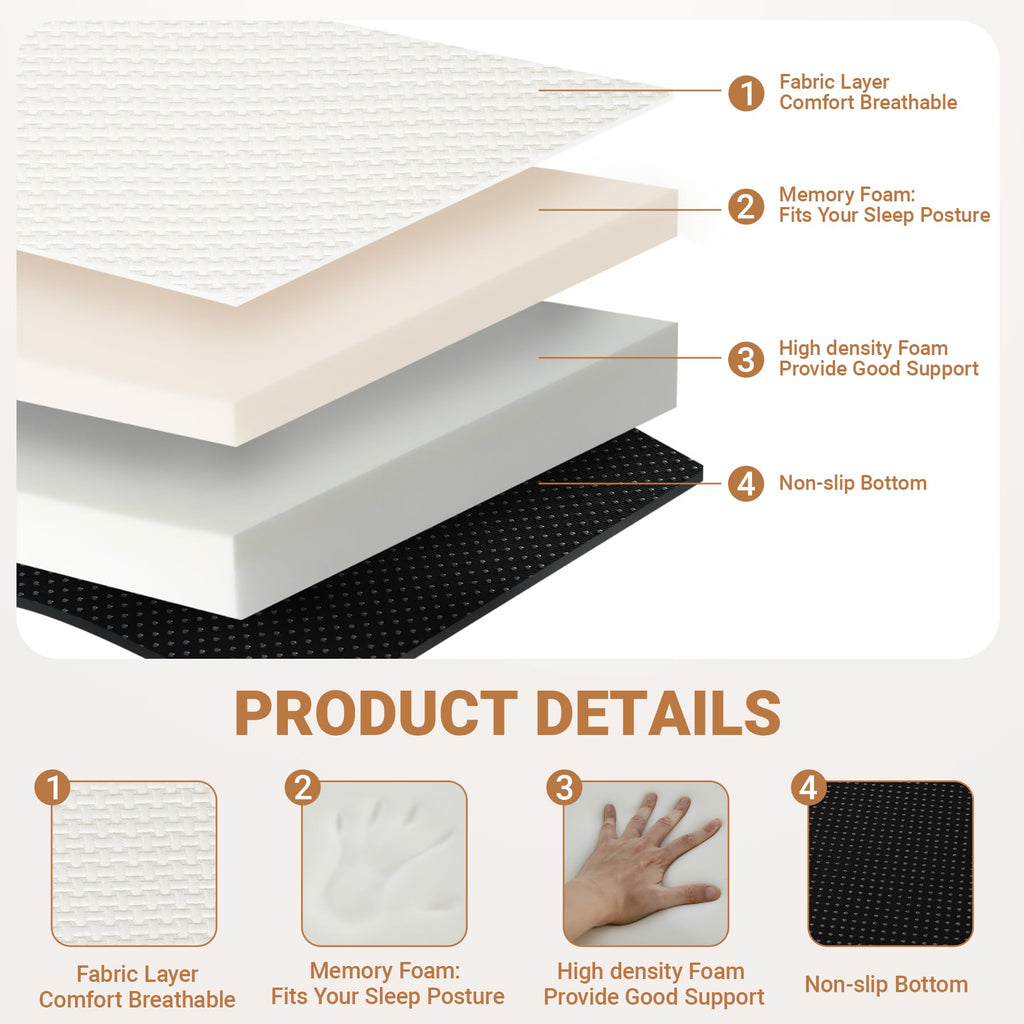 Foldable Twin Memory Foam Mattress P464293