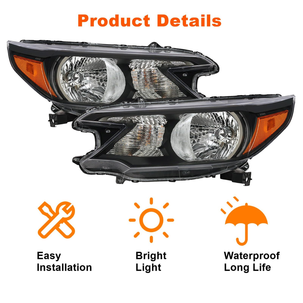 Black Halogen Headlights Assembly K26178