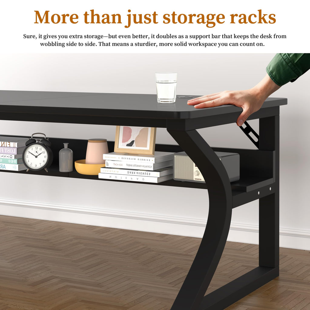 Black 55" Wood Computer Desk K754