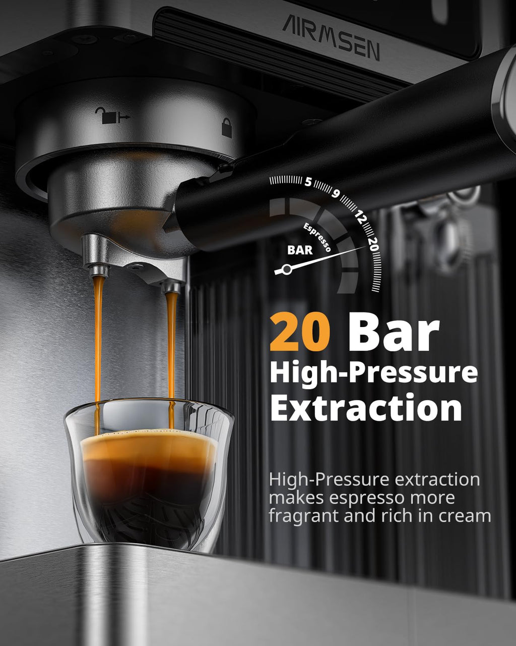 20 Bar Espresso Machine with Milk Frother, Stainless Steel, 60oz Water Tank K54497