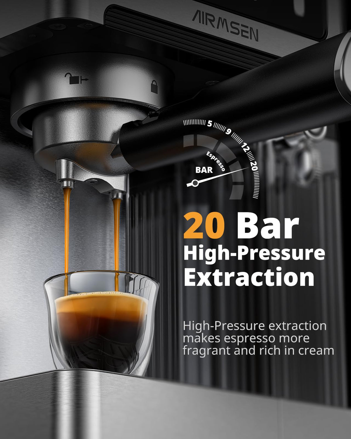 20 Bar Espresso Machine with Milk Frother, Stainless Steel, 60oz Water Tank K54497