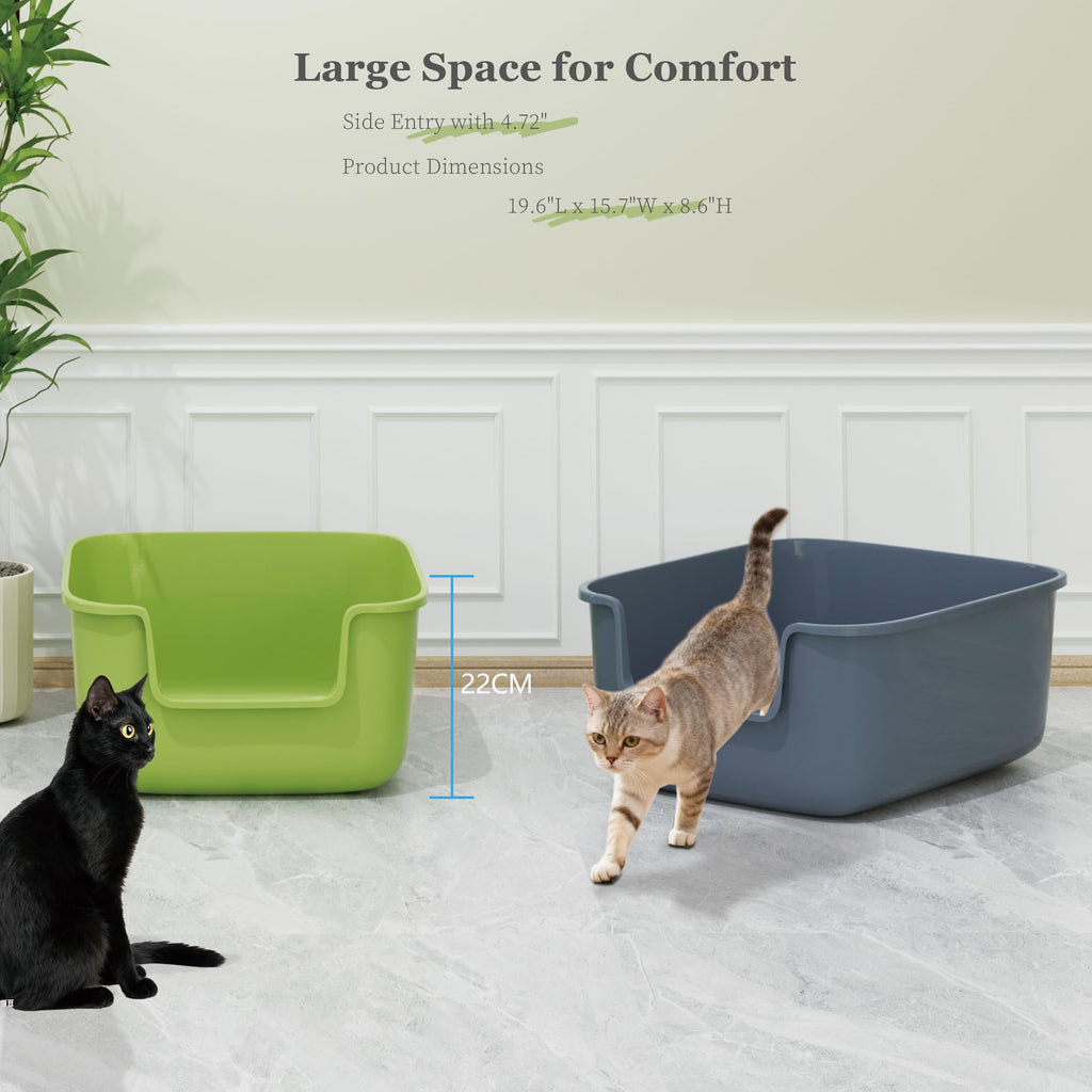 Large High Sided Cat Litter Box with Scoop 2 Pack X9417