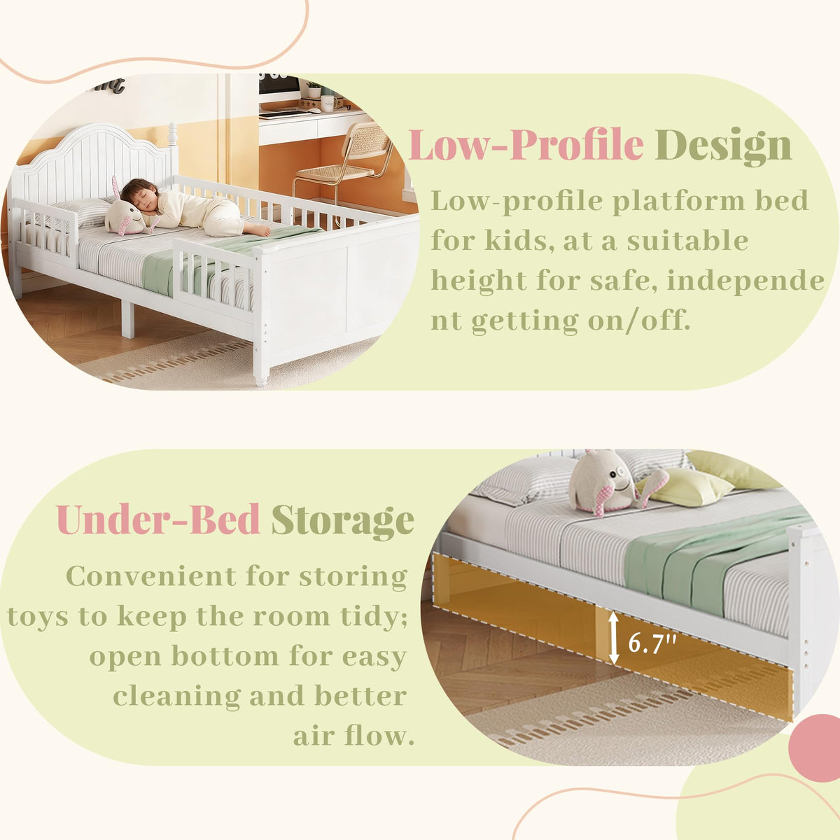 White Twin Bed Frame with Headboard and Rails I265666