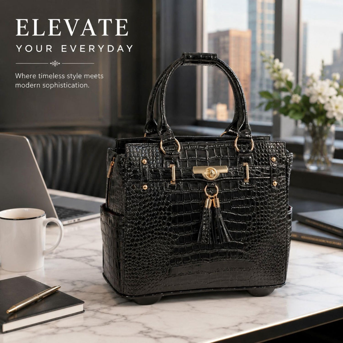 Rolling Laptop Bag for Women P2419